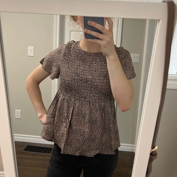 Cheetah Print Baby Doll Shirt - Picture 2 of 4